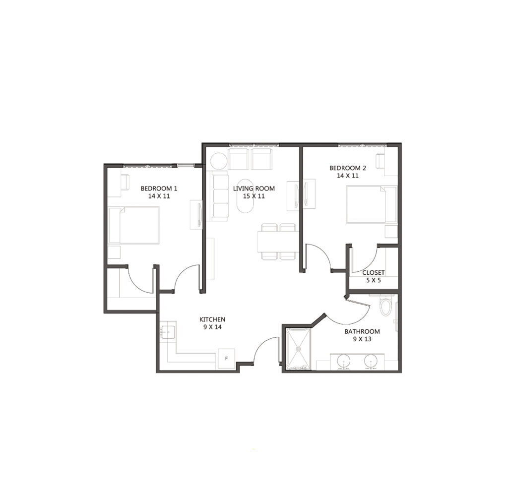Assisted Living Two Bedroom floor plan image.